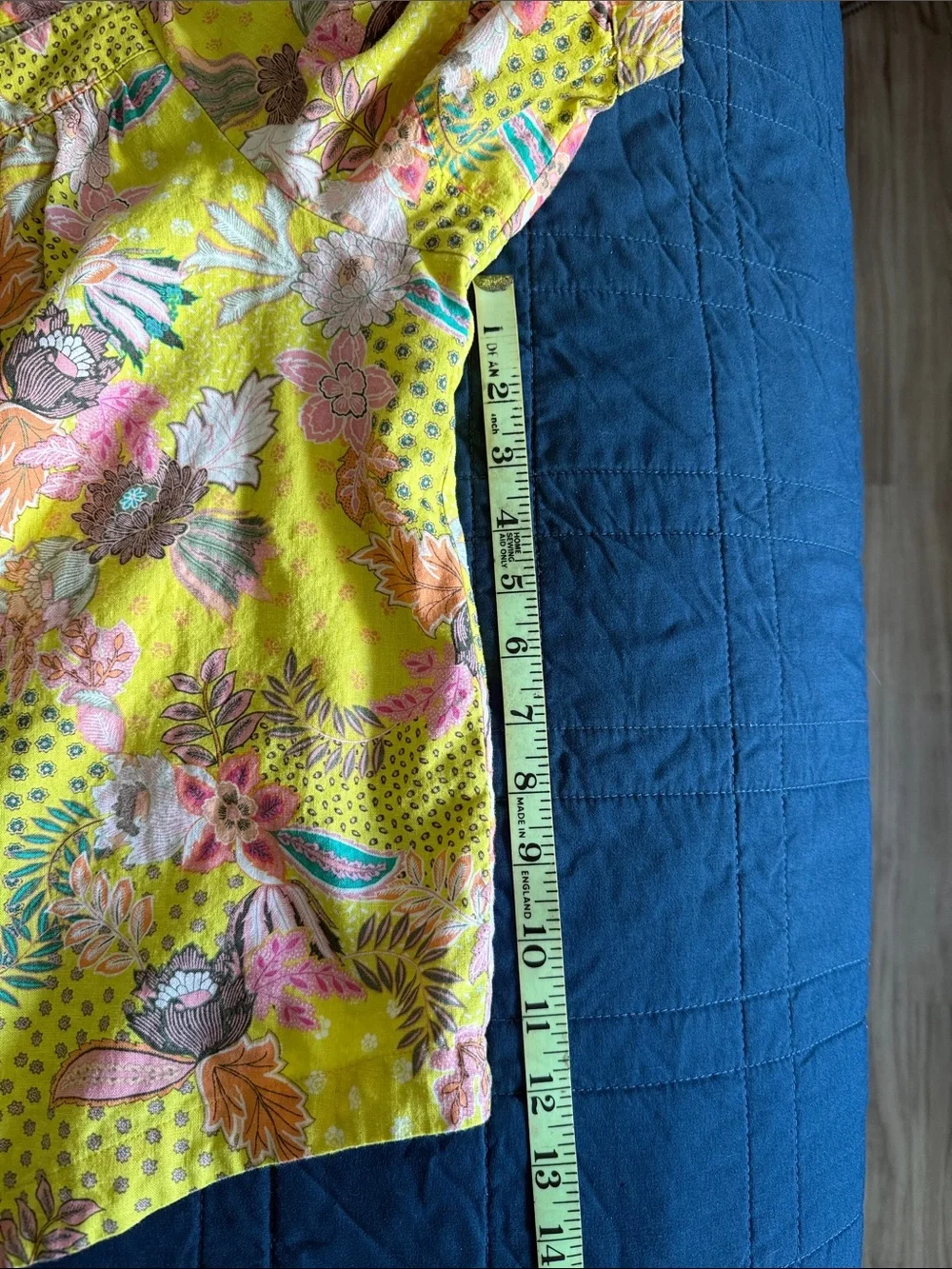 LOFT Yellow Floral Linen Blend Square Neckline Puff Sleeve Tropical Blouse XL